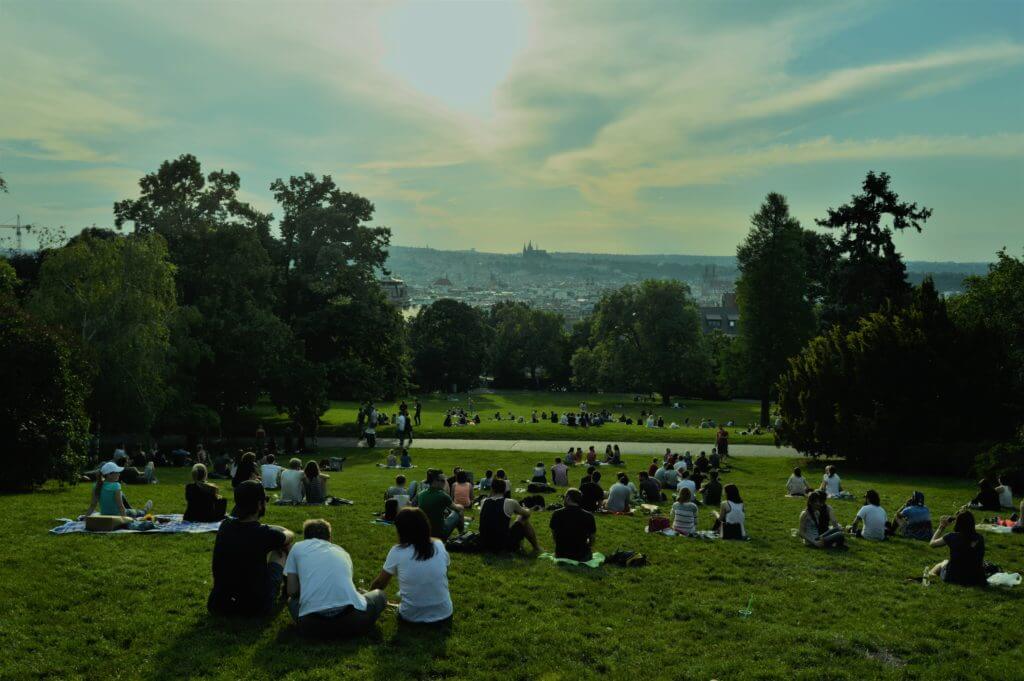 Sunset hill at Riegrovy Sady in Prague