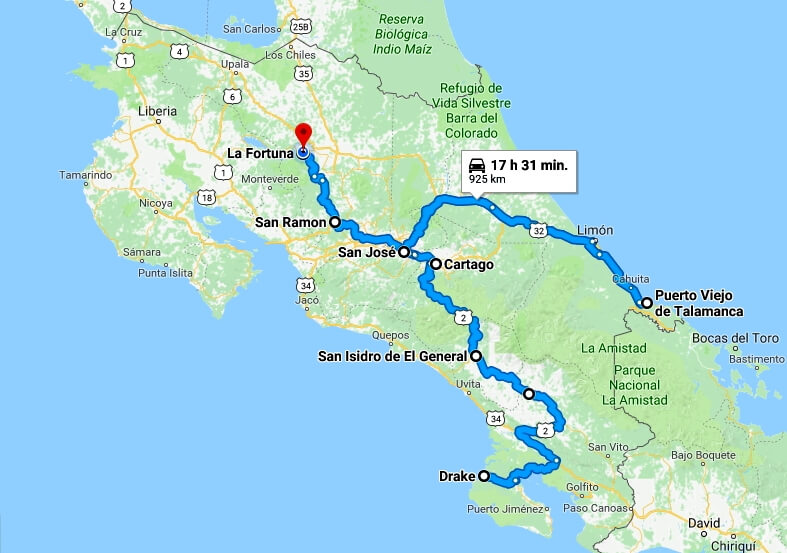 costa rica travel itinerary 3 weeks